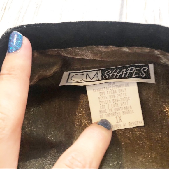 Vintage gold shimmer long sleeve blouse 1X XL - Picture 7 of 7